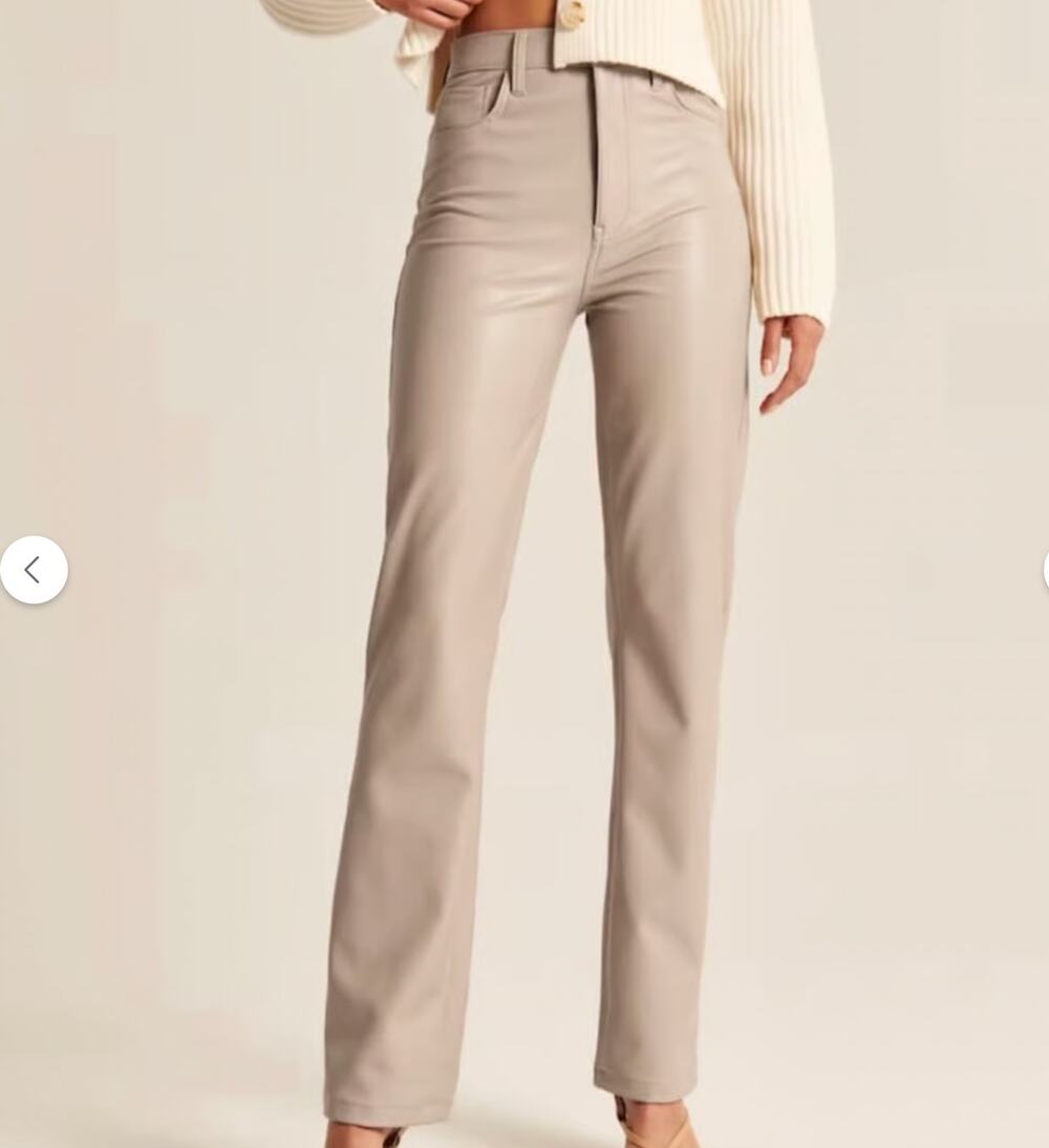Abercrombie & Fitch The 90’s Straight Ultra High Rise Vegan Leather Pants Sz 35
